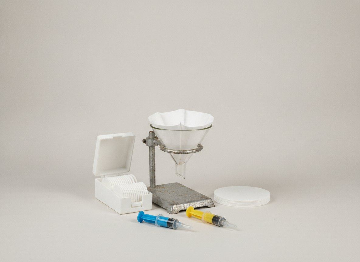 Filtration set up with filter paper and a funnel