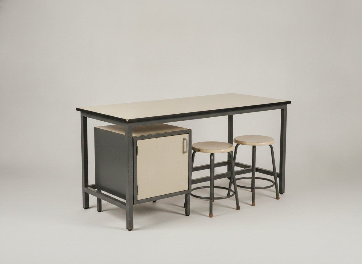 School science laboratory with workbenches