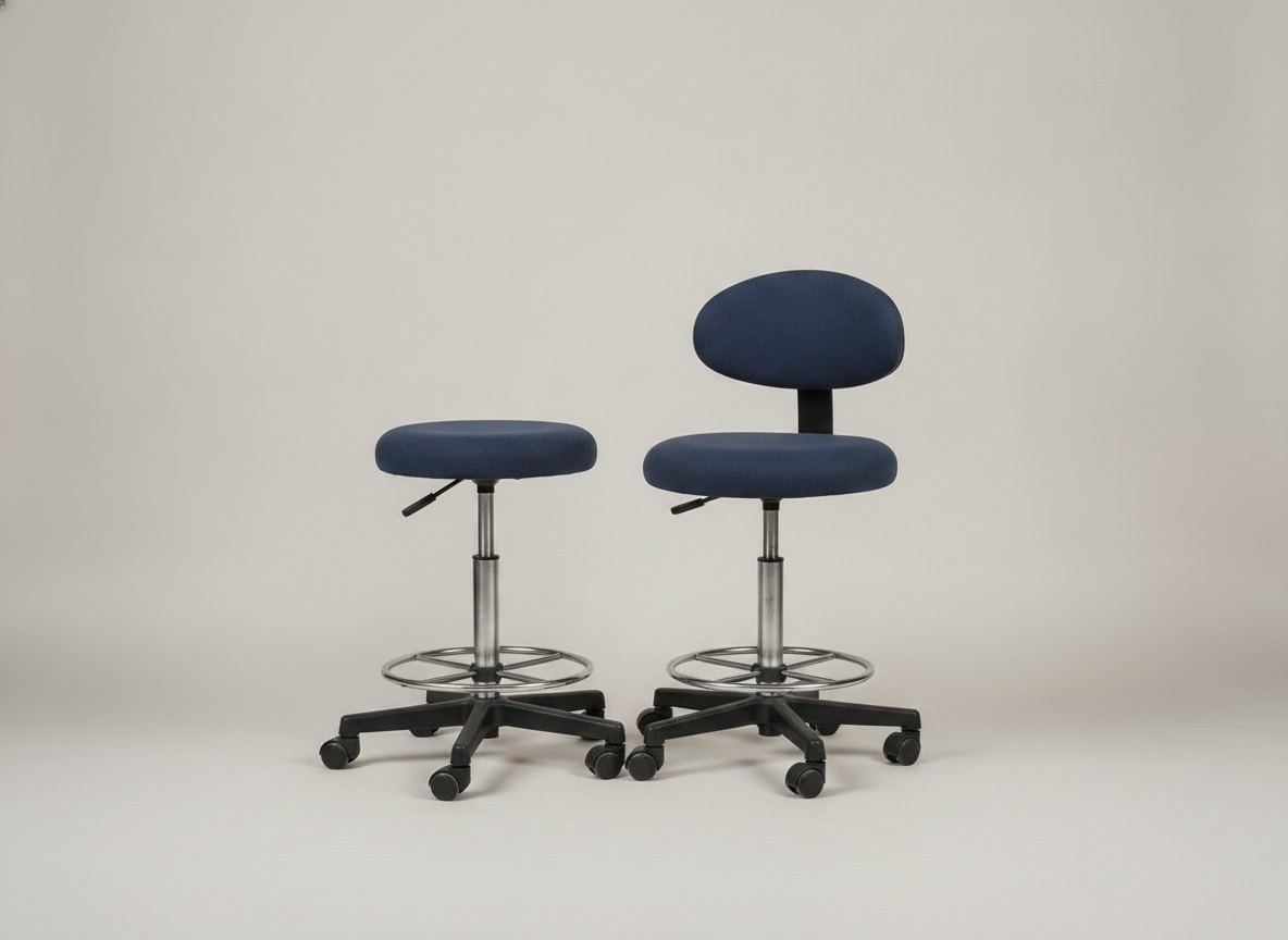 Laboratory stools at a bench