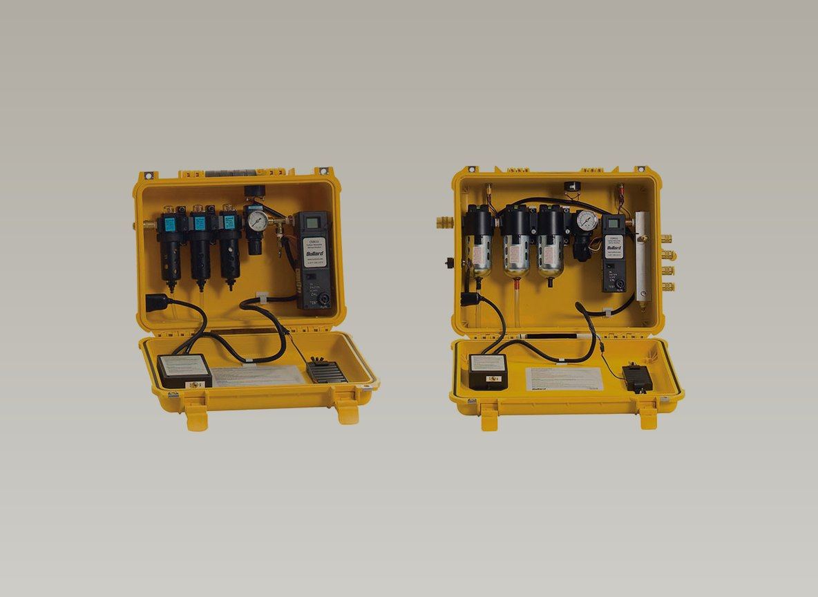 Two Bullard Clean Air Box filter panels, opened