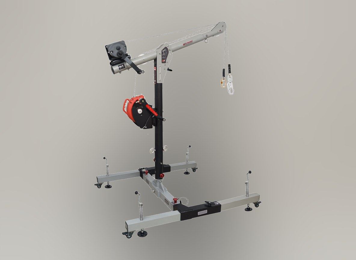 KStrong davit arm with a winch for confined space entry