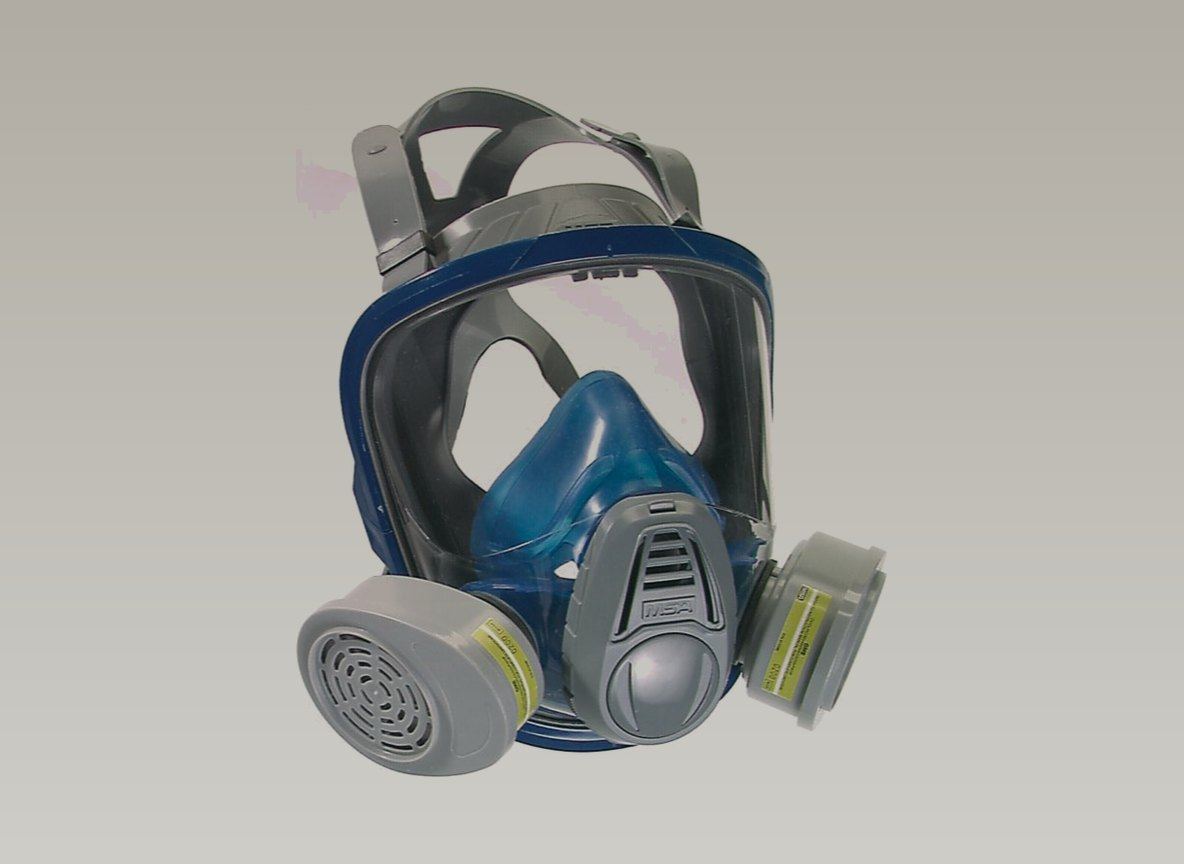 MSA Advantage 3000 full face mask with two filter canisters